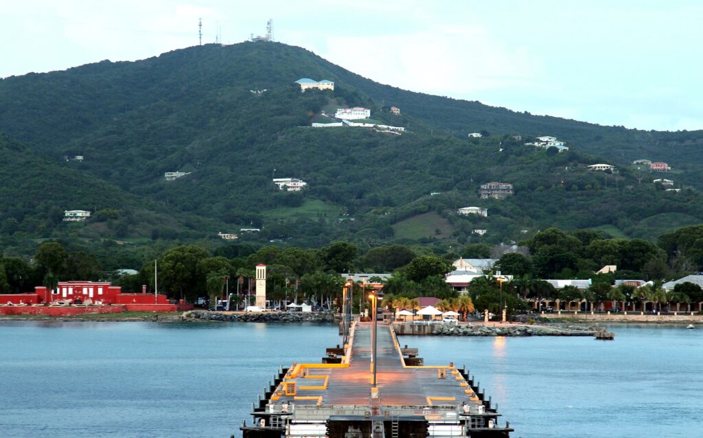 Waterfront buildings in Frederiksted